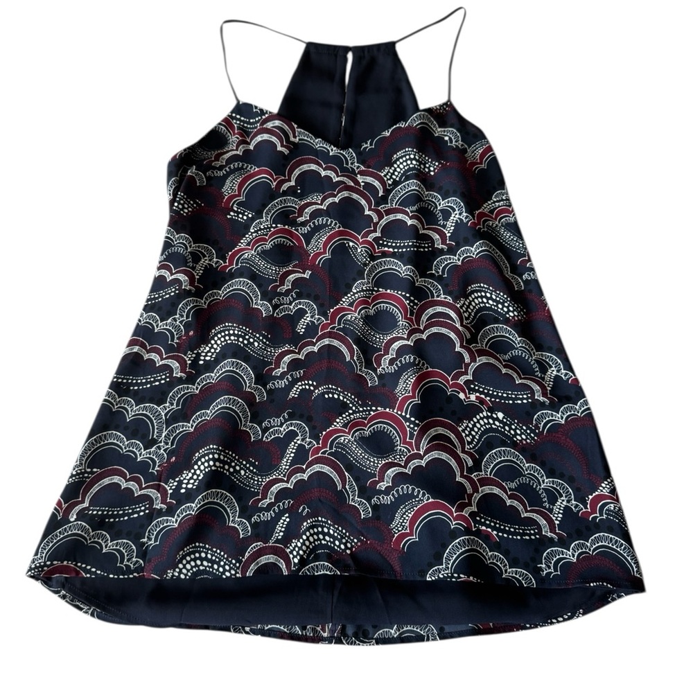 Express Navy and Red Patterned Blouse